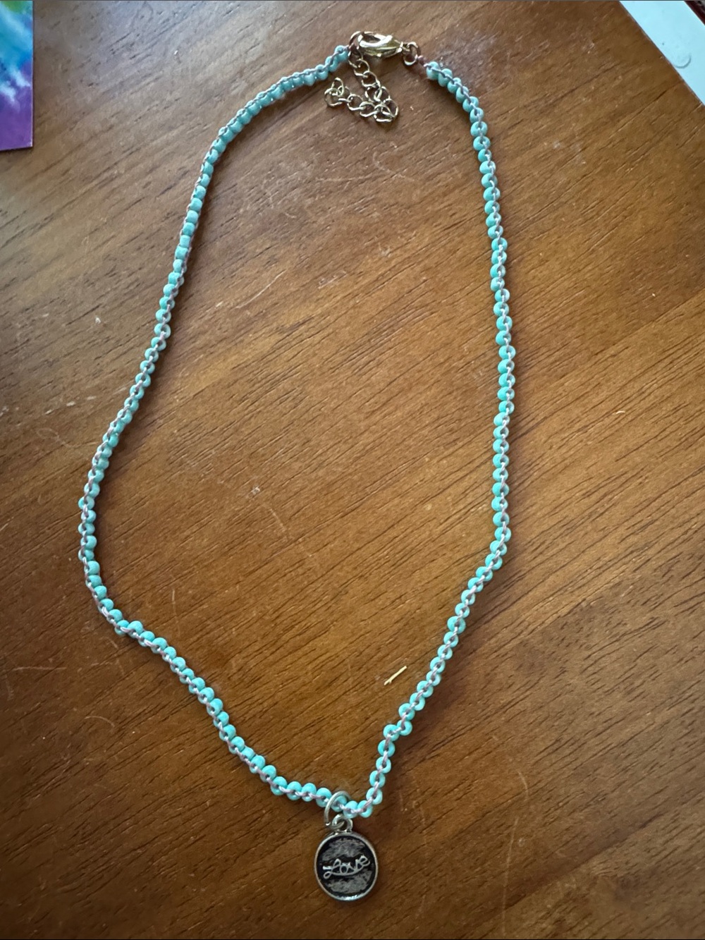 Turquoise Beaded Necklace with Silver Charm Pendant - Women Jewelry